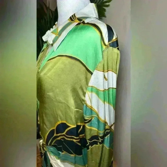 Reiss - NWT - Palm Print Blouse - Green - Picture 3 of 6